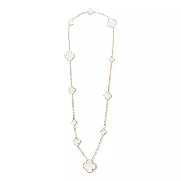 vca四叶草带钻项链系列,vca梵克雅宝四叶草项链