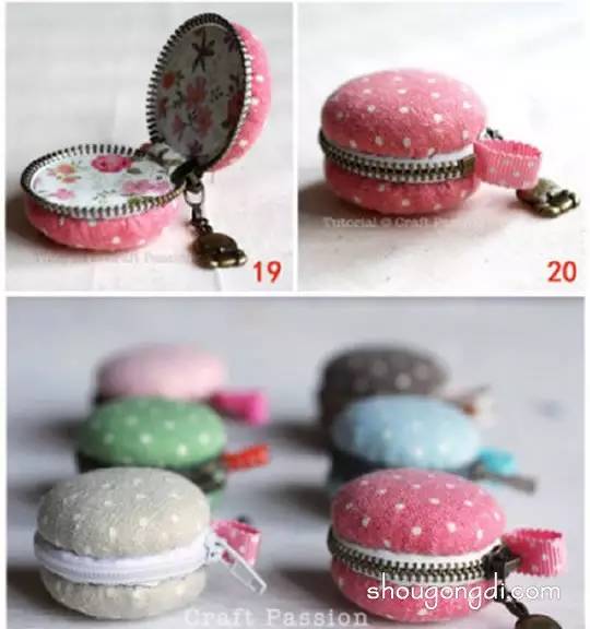 迷你布艺马卡龙零钱包,手工零钱包马卡龙