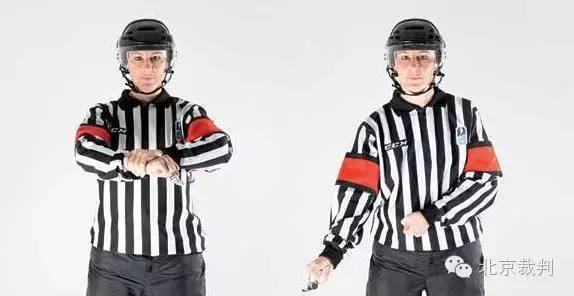 手势裁判,冰球比赛进球裁判手势