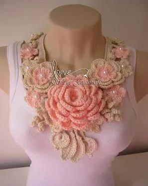 毛线钩织项链配饰教程,毛线钩织各种款式项链视频教程