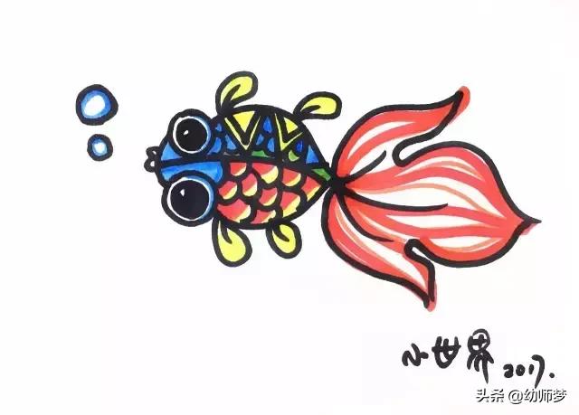 一二三年级简笔画小金鱼,小金鱼简笔画简单又好看