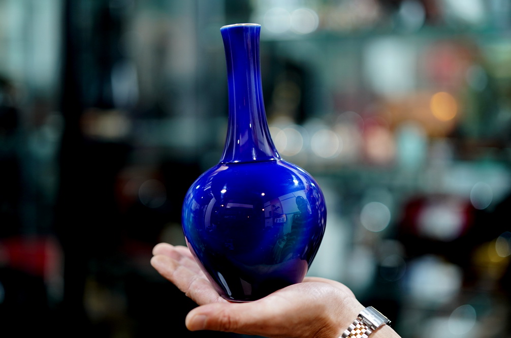 老式铜葫芦烟袋,古玩市场的铜胎掐丝珐琅花瓶