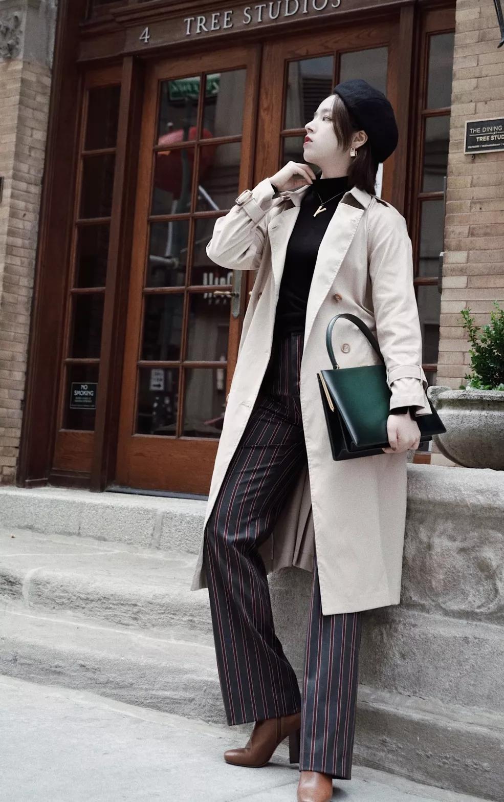 早春风衣穿搭高级感,早春穿搭颜色毛衣外套