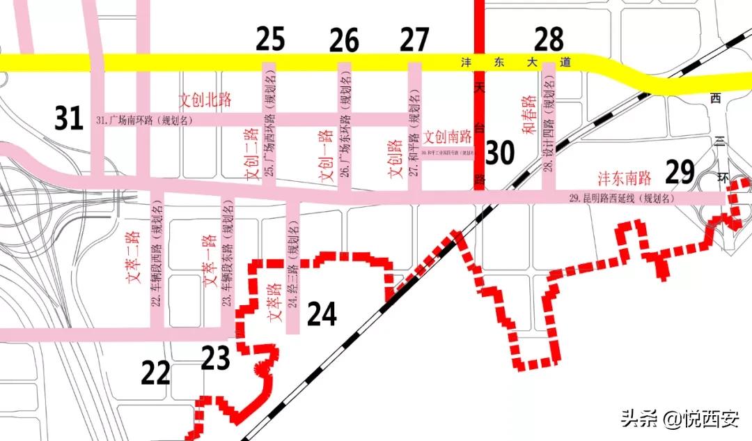 沣东新城道路规划图高清,西咸新区沣东新城镐京道路规划