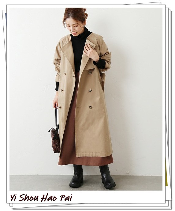 实用经典的早秋风衣穿搭示范,当你有一个黑风衣该怎么穿搭