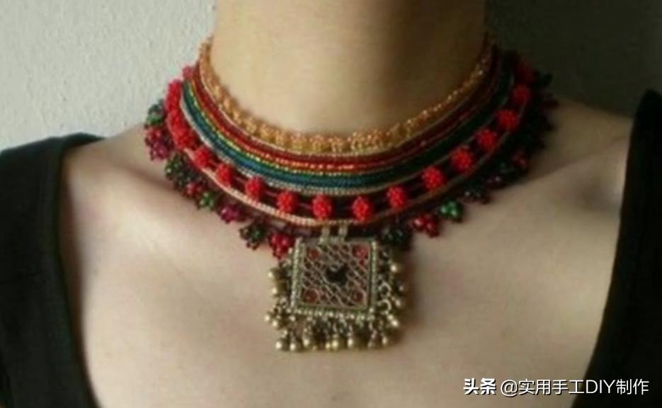 民族风毛衣链高档项链女挂饰品,羊绒衫的手工编织女