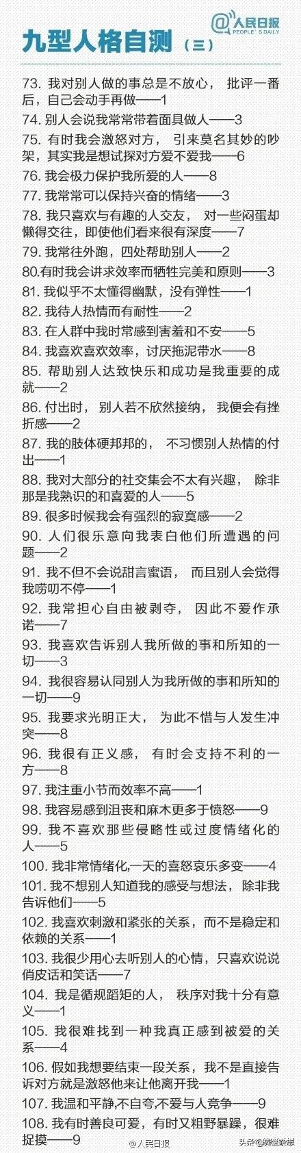 九型人格分析专业测试,九型人格测试免费测试