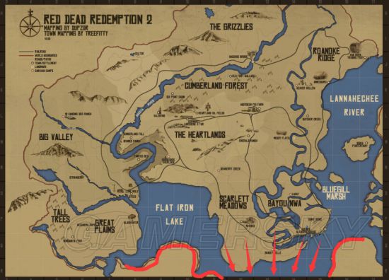 《荒野大镖客2》最完整各个城镇与山川沼泽的地图位置详解