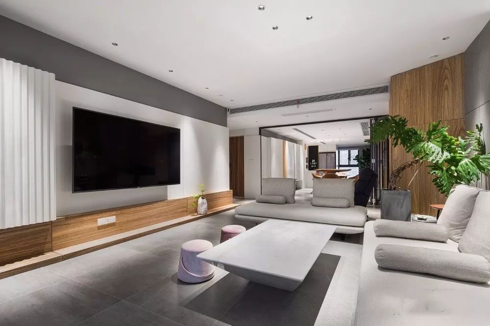 客厅地砖简约铺贴图,客厅维纳斯灰地砖效果图