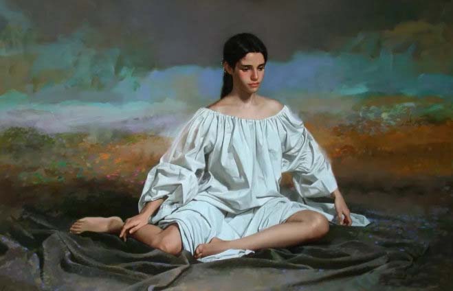 外国近代女油画,现代油画女人照片