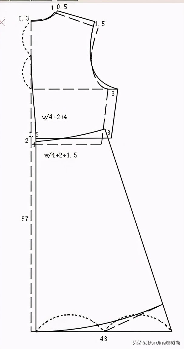 蝴蝶结连衣裙裁剪教程,前打褶连衣裙制版
