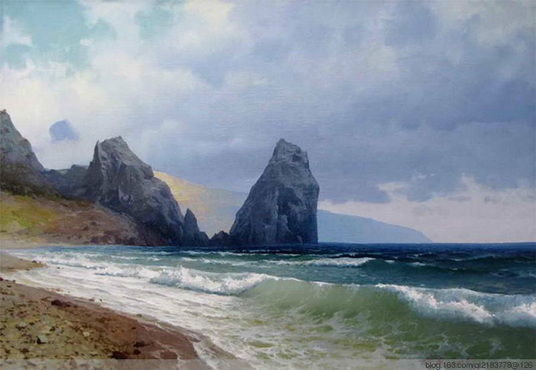 俄罗斯画家画水风景,俄罗斯远山风景油画100幅