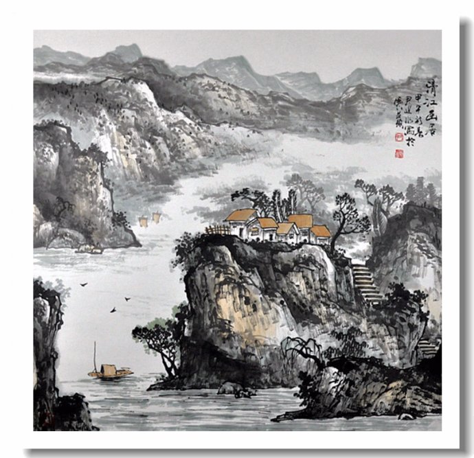 尹延水山水画作品,苏州市水墨山水画