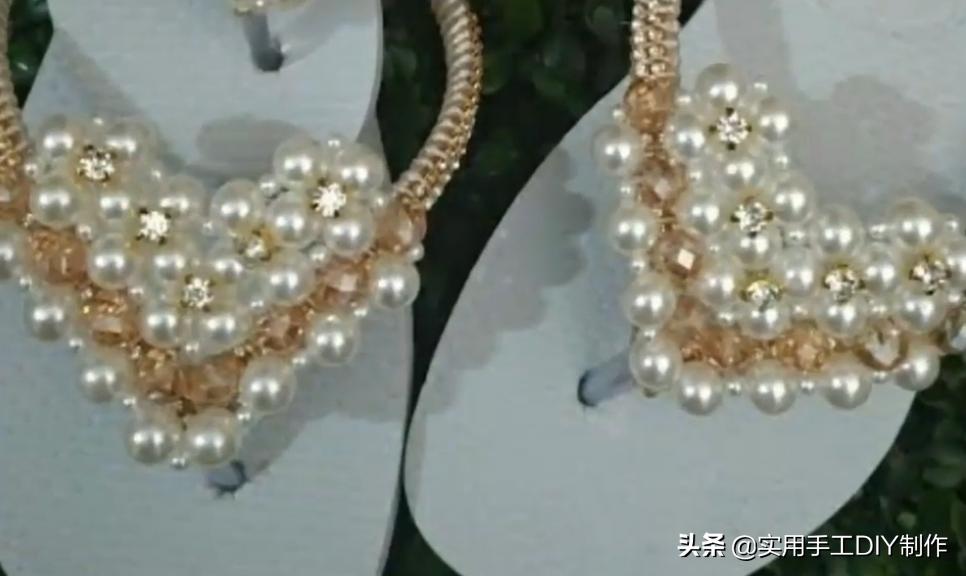 复古人字凉鞋串珠,手工串珠编织拖鞋