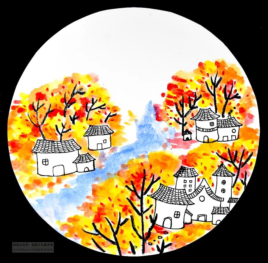 儿童画教程｜趣味色彩美术课程《万山红遍，层林尽染》