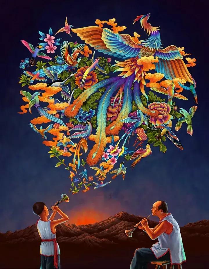 小央美水墨画作品欣赏,小央美人物画