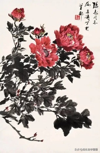 画牡丹如何加色能出层次,画牡丹调色运笔