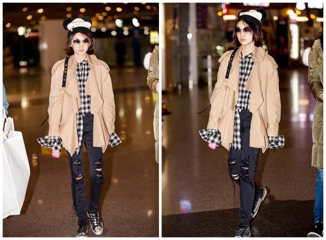 周冬雨最新款burberry格子衬衫,周冬雨burberry格子裙