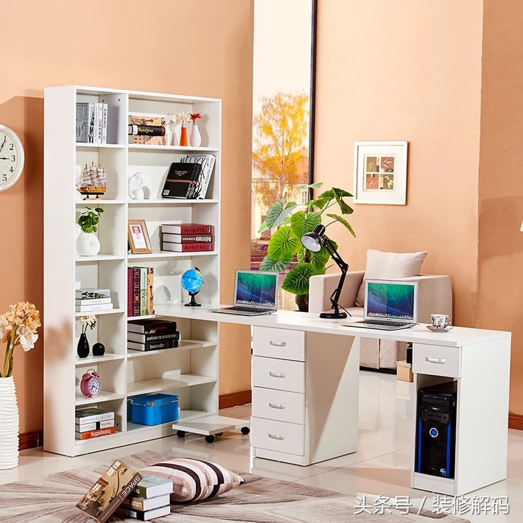 书柜电脑桌一体颜色搭配最新款,衣柜书柜电脑桌组合拐角