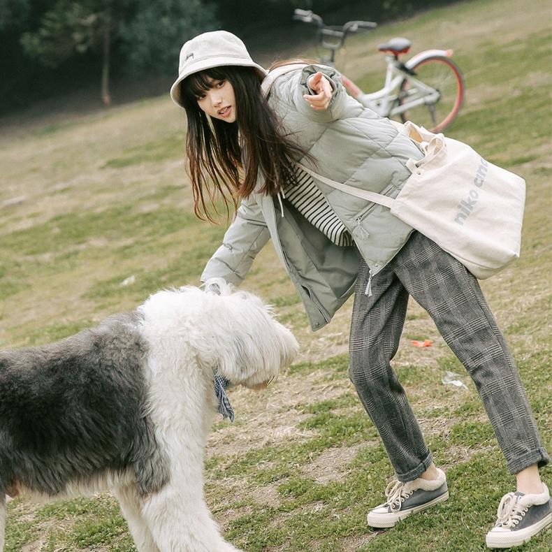 复古潮流廓形格纹裤子,经典格纹裤子