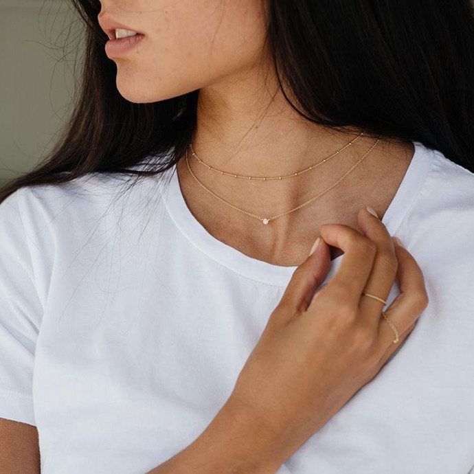 唐嫣同款钻石锁骨项链,唐嫣代言玫瑰金锁骨链