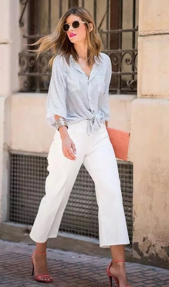 这个春夏时髦精都在穿这三种元素,夏日穿搭胖胖的中性风裤子