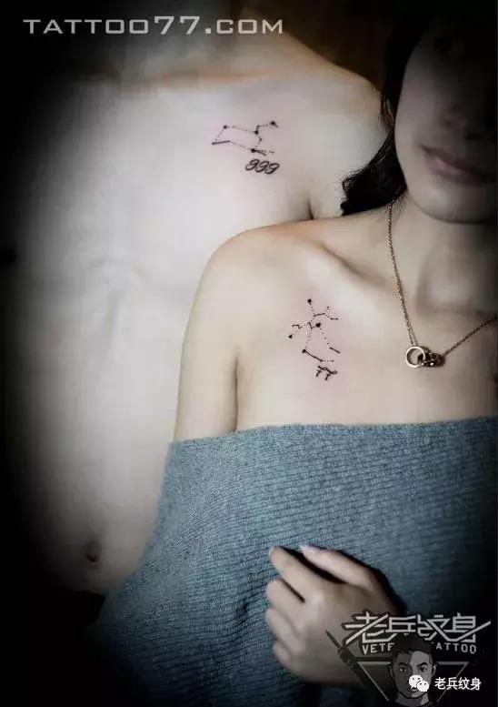 老兵手臂纹身作品欣赏,老传统小图情侣款纹身手稿