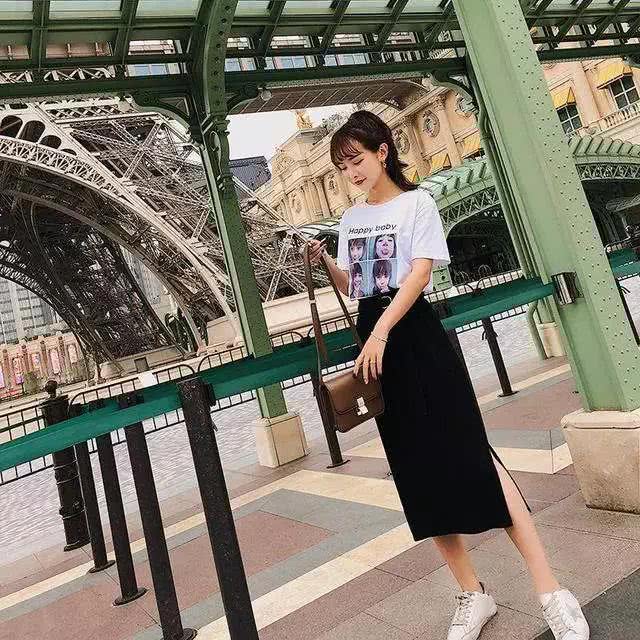 半身裙小个子高腰显高,150矮个子高腰显高雪纺吊带裙