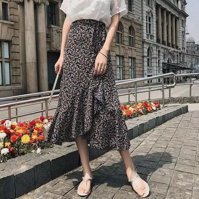 半身裙小个子高腰显高,150矮个子高腰显高雪纺吊带裙