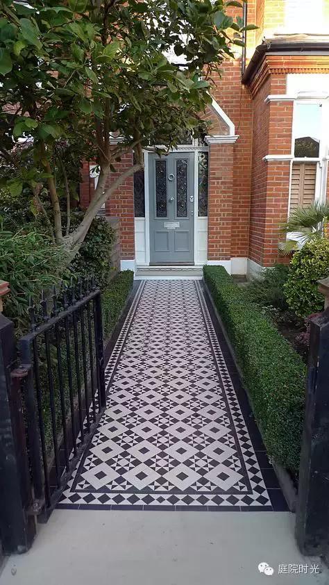 庭院小路台阶铺装效果图,马赛克庭院铺装
