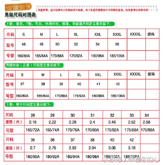 上衣180x96a对应衣服尺码是多大,服装女装裤子尺码标准的对照表