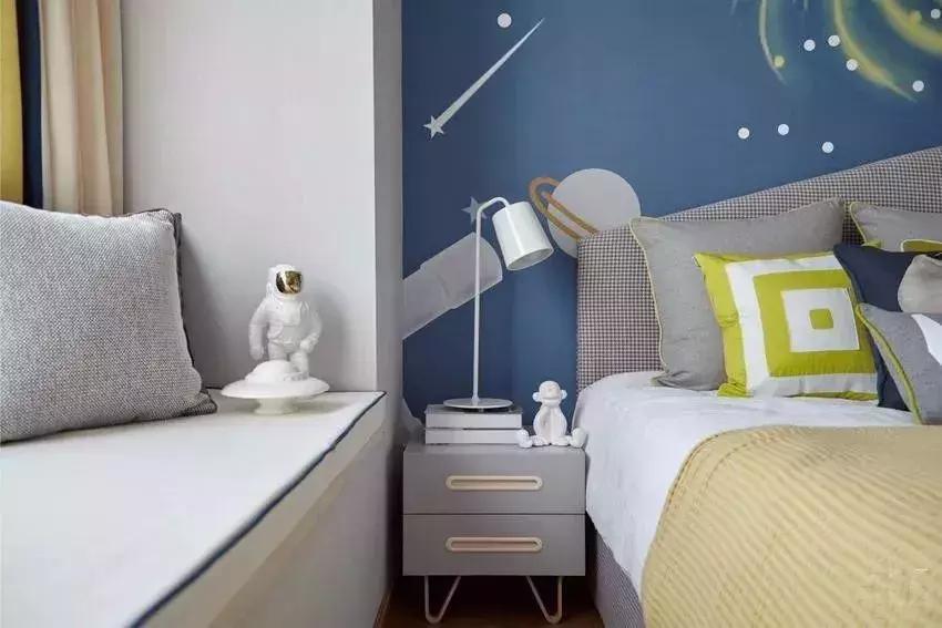 儿童房梦幻背景墙,儿童房简单主题墙绘