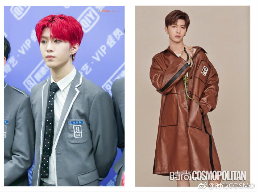 范丞丞绿头和黄明昊紫发造型,秦霄贤范丞丞gq盛典造型