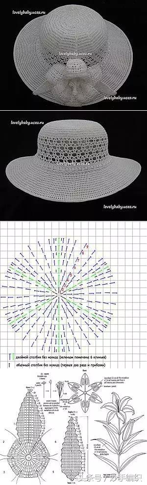 空心线钩太阳帽教程视频,空顶遮阳帽的钩法