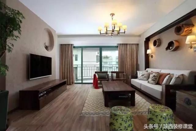 中式无主灯客厅吊顶效果图,80平客厅法式吊顶