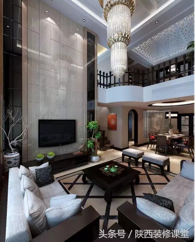 中式无主灯客厅吊顶效果图,80平客厅法式吊顶