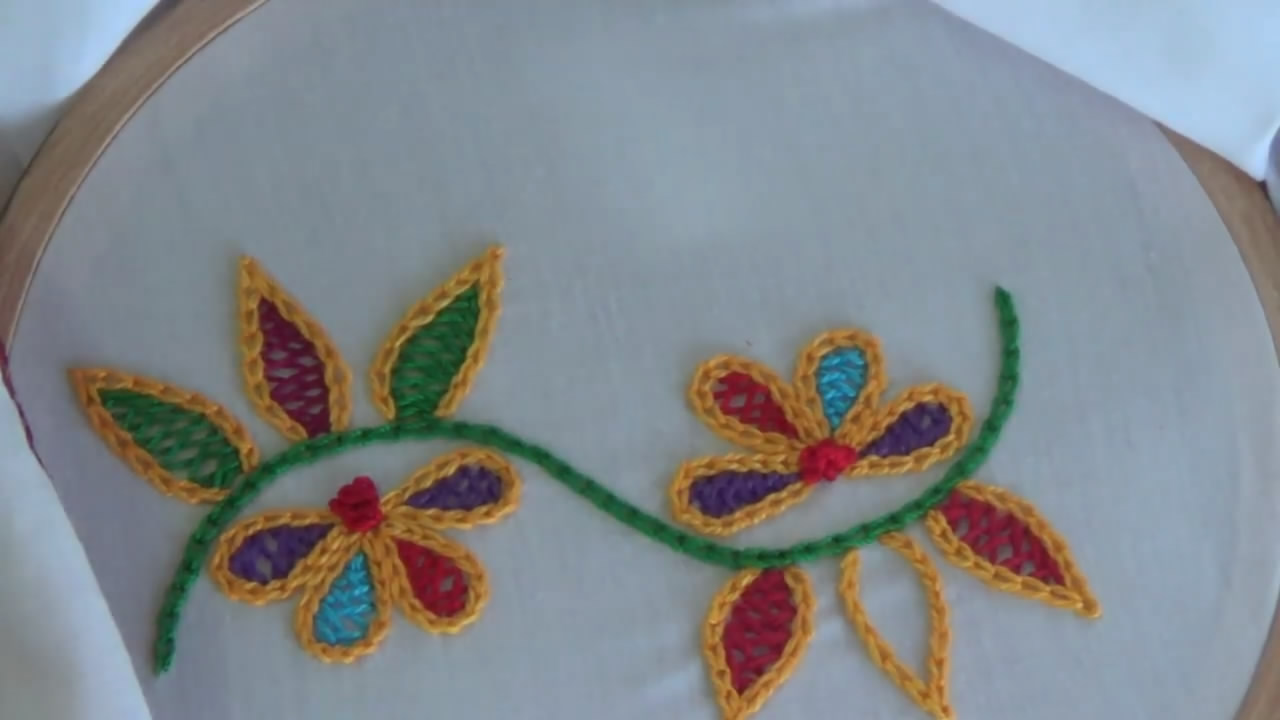 绣毛线小花朵针法简单教程,简单毛线刺绣入门针法