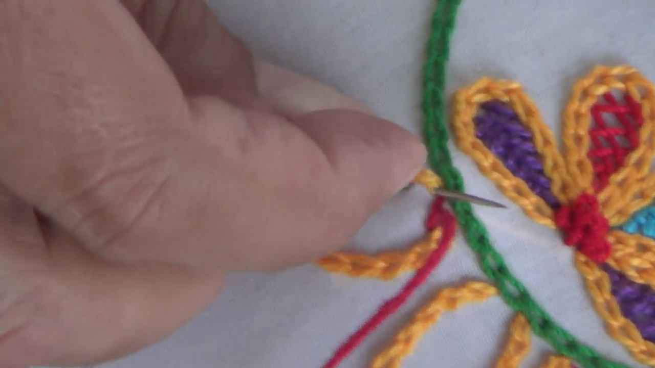 绣毛线小花朵针法简单教程,简单毛线刺绣入门针法