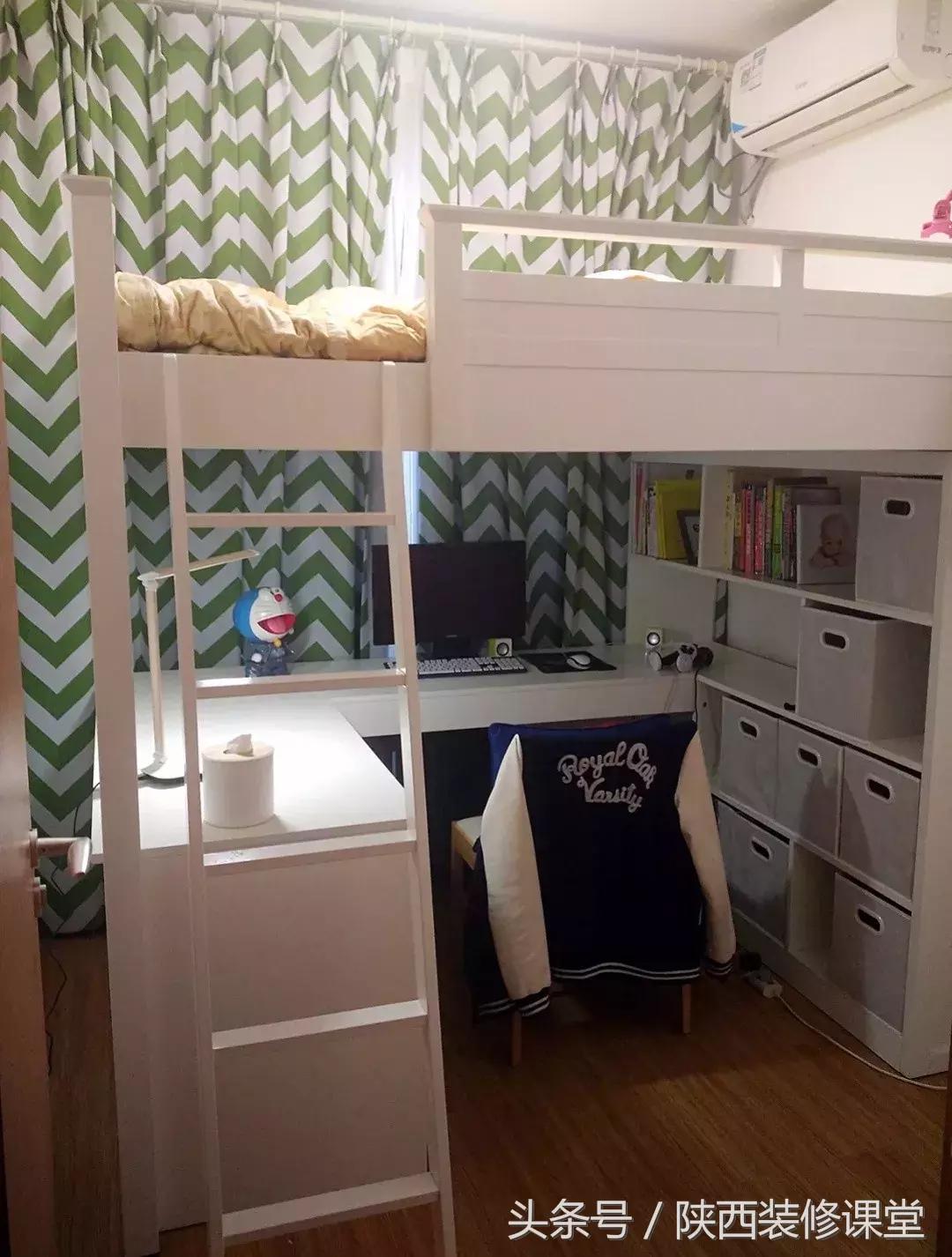 儿童房上床下桌一体效果图,30平小户型上床下桌