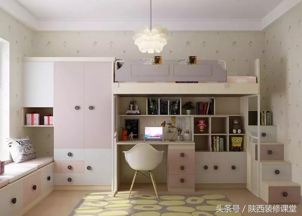 儿童房上床下桌一体效果图,30平小户型上床下桌