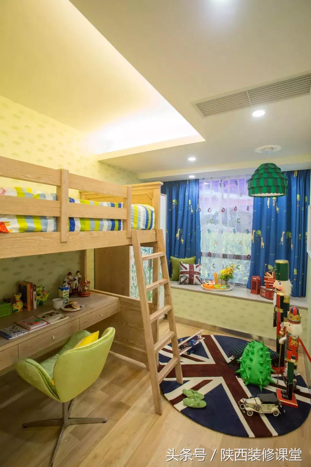 儿童房上床下桌一体效果图,30平小户型上床下桌