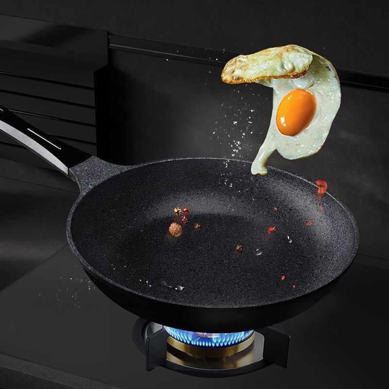 麦饭石不粘家用平底炒锅,麦饭石不粘炒锅家用无油烟锅