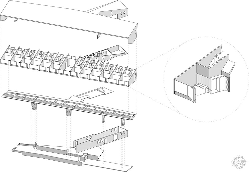 悬挑在山坡之上的海边酒店