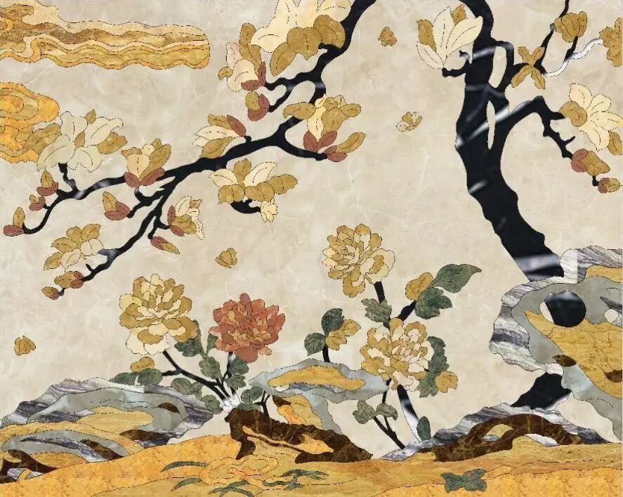 大理石水刀拼花客厅效果图,让人惊艳的水刀拼花图集