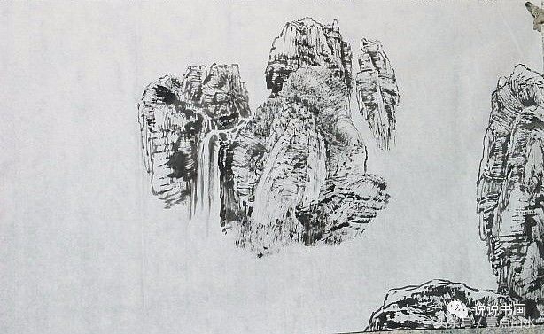 一整幅山水画画法教学a4纸,泼墨山水画技法竖幅