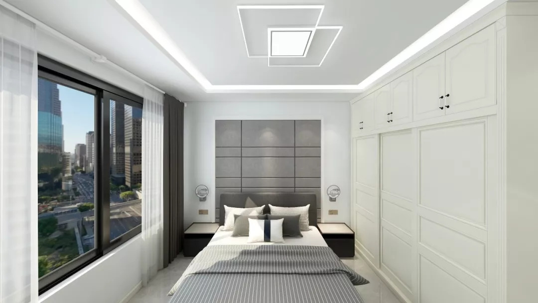 床头背景墙用墙布贴搭配效果图,床头背景墙有造型怎么刷乳胶漆