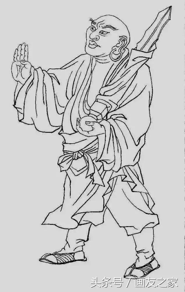 工笔画底稿十八罗汉图,工笔画罗汉图小作品