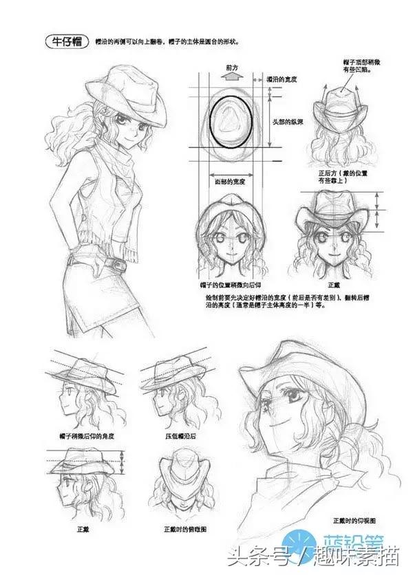 动漫人物帽子画法慢教程,各种各样的帽子画法
