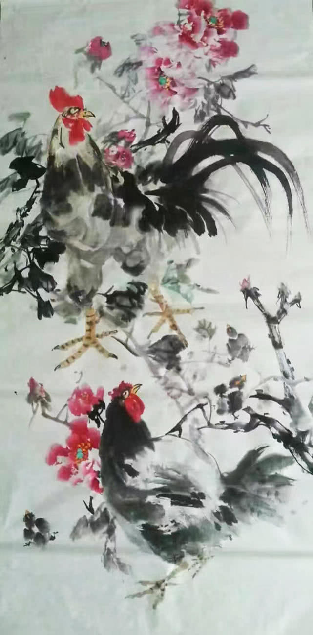 国画大公鸡怎么画分解视频,国画动物大公鸡怎么画