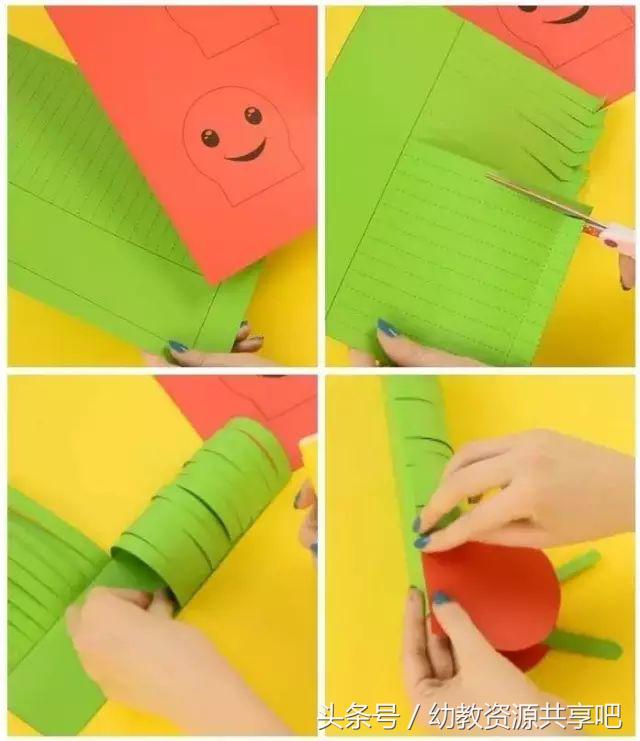 用彩色纸条制作手工卡纸,超简单卡纸手工特别好看